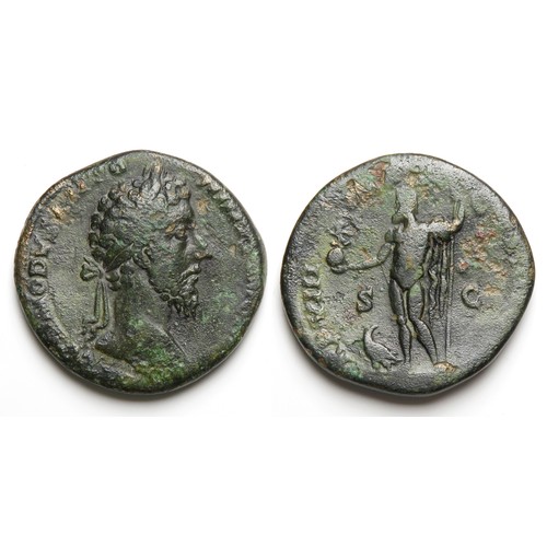 199 - Commodus Sestertius. Rome, 183 AD. Copper-alloy, 21.48g. 32 mm. Laureate bust right, M COMMODVS ANTO... 