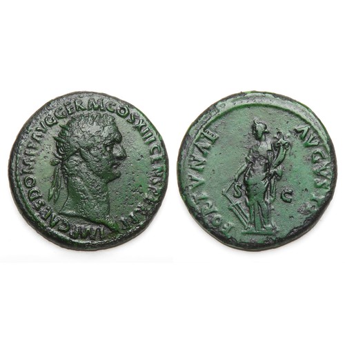 187 - Domitian Dupondius. Rome, 90-91 AD. Radiate bust right, IMP CAES DOMIT AVG GERM COS XIII CENS PER P ... 