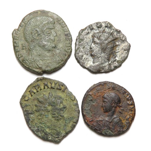 249 - Roman coin group including coins of Carausius, Magnentius and Gallienus. 4 coins, largest 23mm.