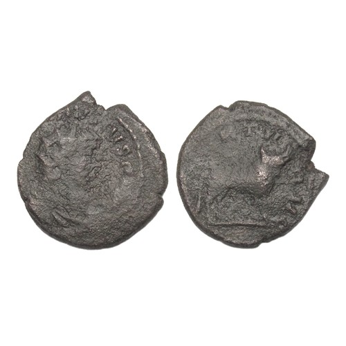 226 - Carausius Antoninianus. VIRTVS AVG, Bull standing right. Billon, 3.76g. 20 mm.