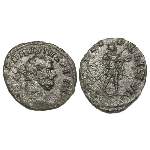 228 - Carausius Antoninianus. Colchester, 291-2 AD. Billon, 1.84g. 21 mm. Radiate bust right, IMP C CARAVS... 