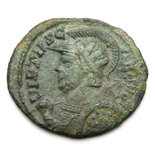 229 - Carausius Antoninianus. AD 286-93. Billon, 25mm, 3.21g.  unattributed mint. Helmeted and cuirassed b... 