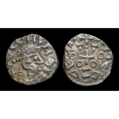 259 - Anglo-Saxon Sceattas, Series F. Silver, 11mm, 1.15g. Bust right with pelleted helmet, blundred legen... 