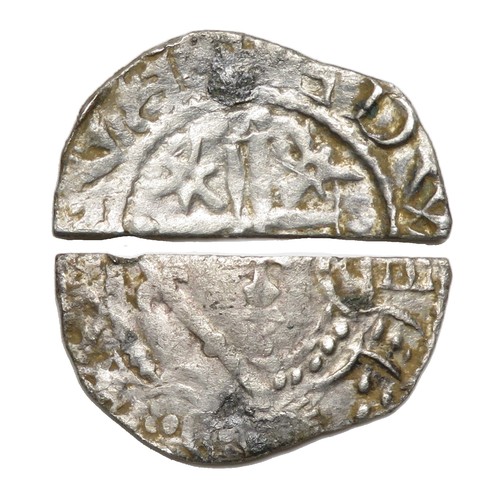 268 - Stephen Cut Halfpenny. 1135-1154 AD. Voided cross and stars type. Crowned facing bust with sceptre. ... 