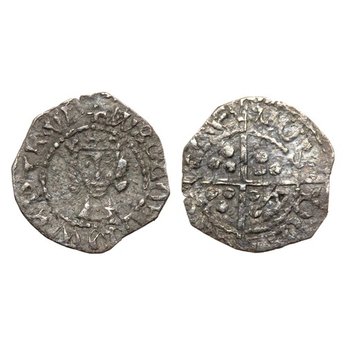 317 - Contemporary Imitation Edward IV Halfpenny. Circa 15th century AD. Silver, 0.25g. 13 mm. Crowned fac... 