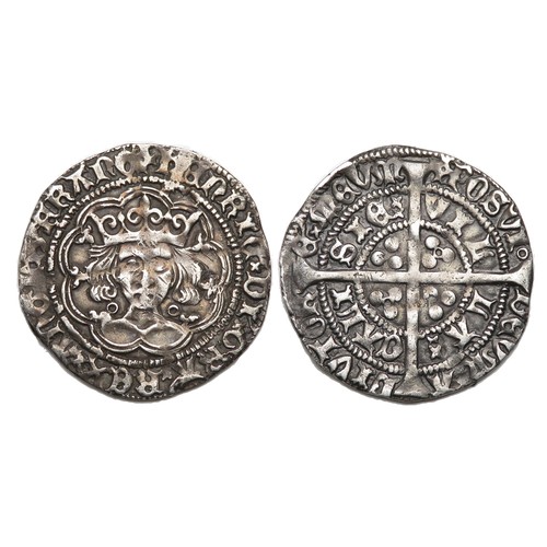 305 - Henry VI Groat. Annulet Issue, 1422-30 AD. Silver, 3.67g. 26 mm. Crowned facing bust, annulets at ne... 