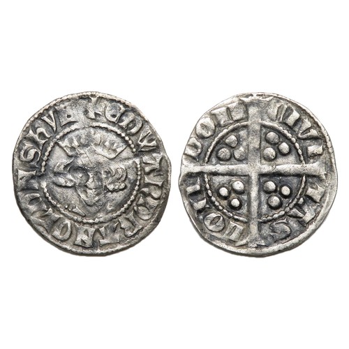 281 - Edward I Penny. Circa 1272-1307 AD. Class 10ab. Crowned facing bust, +EDWARD R ANGL DNS HYB. R. Cros... 