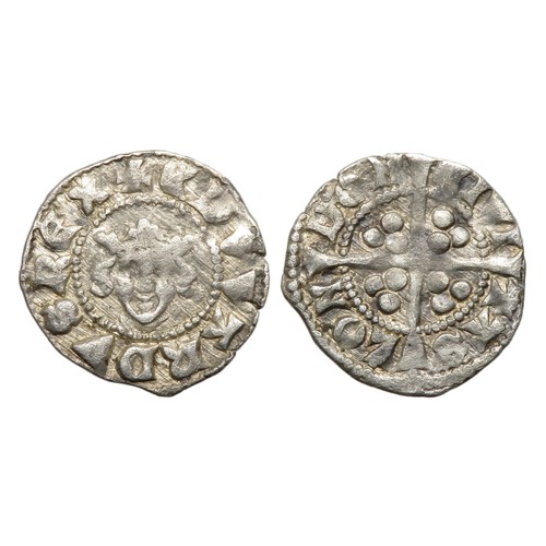 287 - Edward II Farthing, 1307-27 AD. London. Silver, 0.40g. 11 mm. Crowned facing bust, +EDVVARDVS REX. R... 