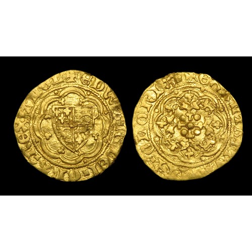 290 - Edward III Quarter-Noble. Transitional treaty period, 1361. Gold, 20mm, 1.88g. O. Shield within tres... 