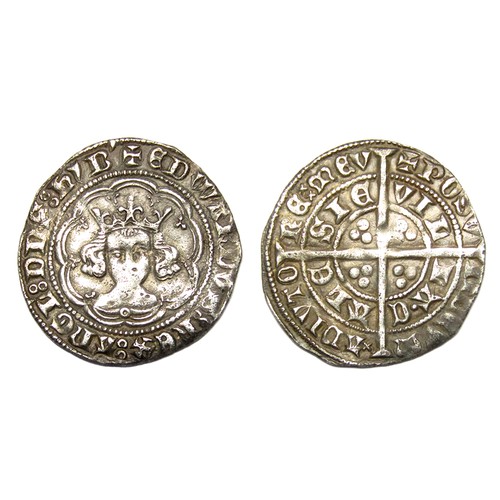 295 - Edward III Half Groat Calais. Silver, 2.19g. 23 mm. Treaty Period, 1361-69. Crowned facing bust, ann... 