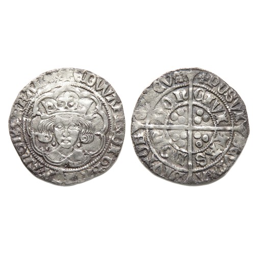 312 - Edward IV Groat. Second Reign, 1471-83. Silver, 26mm, 3.01g. Crowned facing bust, pellet either side... 