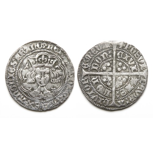 306 - Henry VI Groat, Annulet Issue, 1422-30. Silver, 27mm, 3.77g. Crowned facing bust, +HENRIC DI GRA REX... 