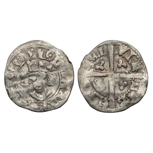 299 - Edward III Berwick Halfpenny. First Coinage, circa 1327-35 AD. Silver, 0.53 grams. 15 mm. Obverse: C... 