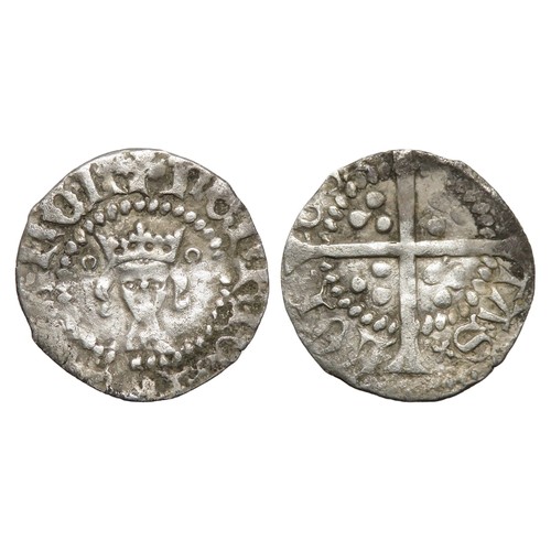 303 - Henry V Halfpenny, 1413-22 AD. Silver, 0.43g. 13 mm. Broken annulets by crown. London mint. Ref: Spi... 