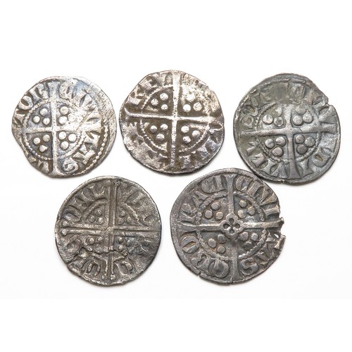 323 - Medieval penny group. Five silver pennies including coins of Henry III (London mint) and Edward I (C... 