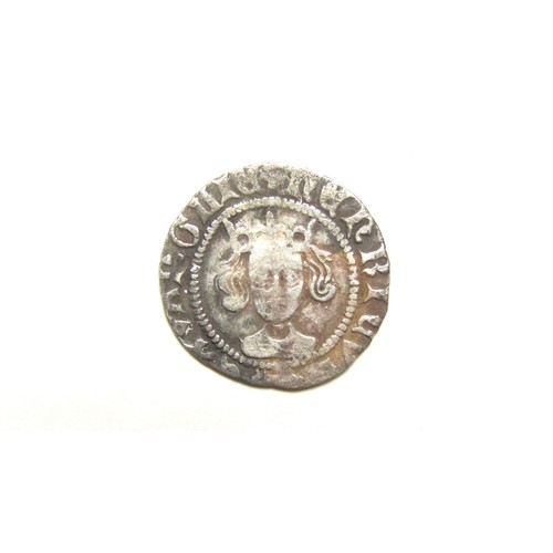 307 - Henry VI Penny. Rosette-mascle Issue, 1430-31 AD. Silver, 0.90g. 17 mm. Crowned facing bust, +HENRIC... 