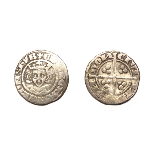 282 - Edward I Penny. Circa 1279-. Silver, 1.33g. 18 mm. Class 1C. +EDW REX ANGL DNS HYB. R. Cross and pel... 