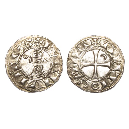 269 - Bohemond of Antioch Denier. Circa 1096-1099 AD. Silver, 0.97g. 19 mm. Bust left wearing helmet and c... 