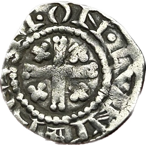 271 - Richard I Penny. 1189-1199. Silver, 1.06g. 18 mm. Crowned facing bust with sceptre, +HENRICVS REX. R... 