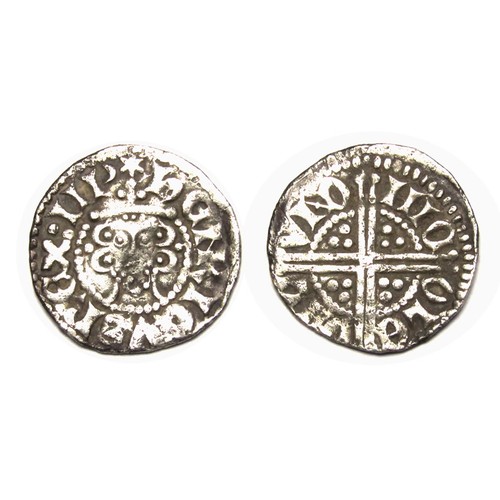 280 - Henry III Penny. Phase II, 1248-50. Silver, 1.27g. 19 mm. Crowned facing bust, +HENRICVS REX III. R.... 