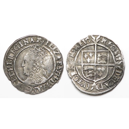 343 - Elizabeth I Halfgroat. Third & Fourth Issues, 1561-77 AD. Silver, 0.90g. 18 mm. Crowned bust lef... 