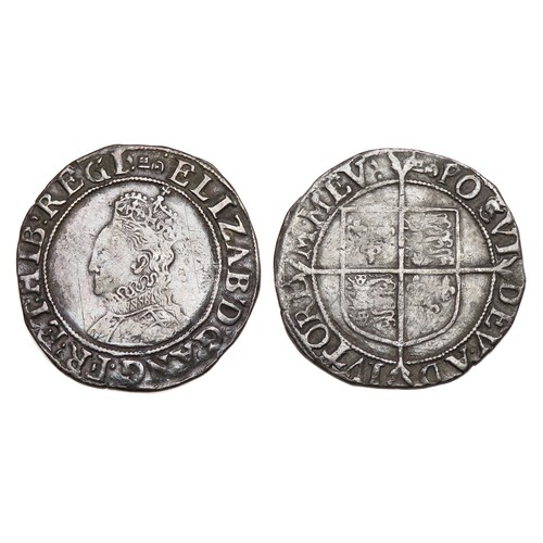 336 - Elizabeth I Shilling. Sixth Issue, 1582-1600 AD. Silver, 5.52g. 31 mm. Crowned bust left, ELIZAB D G... 