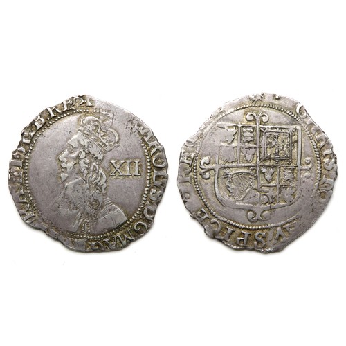 353 - Charles I Silver Shilling. 1625-49. Silver, 5.77 grams. 31.00 mm. Group G. Obverse: Tall slim bust w... 