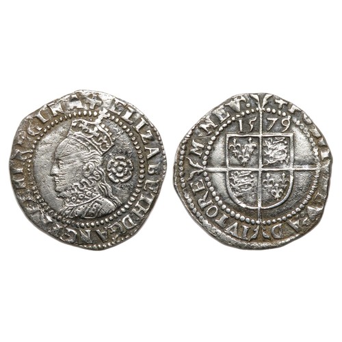 341 - Elizabeth I Threepence. Fifth Issue, 1578-82. Crowned bust left, rose behind. ELIZABETH D G ANG FRA ... 