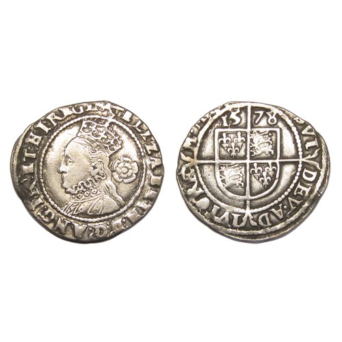 342 - Elizabeth I Threepence. Silver, 1.3g. 19 mm. Fifth Issue, 1578-82. Mint mark Greek cross, dated 1578... 