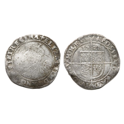 339 - Elizabeth I Sixpence. Fifth Issue, 1578-82. Silver, 27mm. 2.96g. Crowned bust left, rose behind. R. ... 