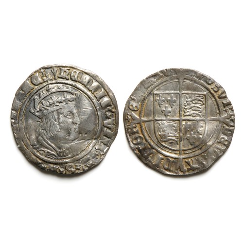 332 - Henry VIII Groat. Second coinage, 1626-44. Silver, 26mm, 2.73g. Laker bust D. R. Shield over cross, ... 