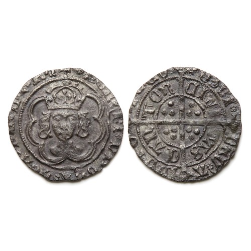 328 - Henry VII halfgroat. 1485-1509. Canterbury. Silver, 20mm, 1.28g. Mint mark tun, rosette stops. Ref: ... 