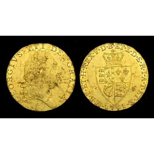 371 - George III Gold Guinea 1791, fifth bust. 8.38g. 25 mm. Laureate bust right. R. Crowned shield. Ref: ... 