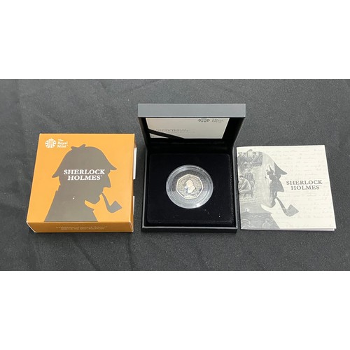 416 - Royal Mint Silver Proof 50P, A Celebration of Sherlock Holmes. Boxed as new with COA.