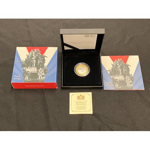 420 - Royal Mint Silver Proof Two Pound 2020. The 75th Anniversary of VE Day. Boxed as new with COA.