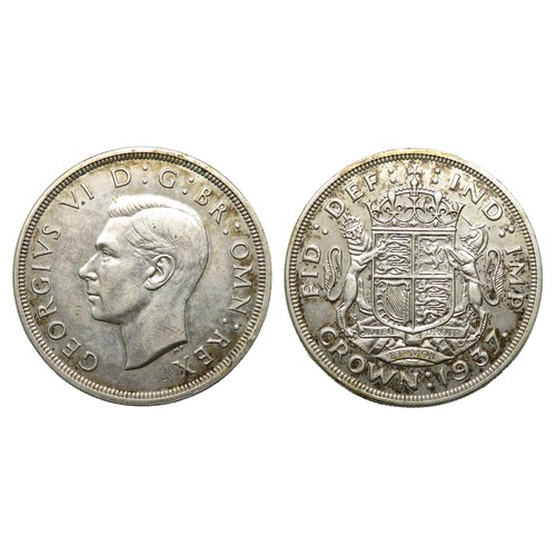 404 - George VI Crown 1937. First Coinage, 1937-46. Silver (.500), 28.20g. 39 mm. Coronation commemorative... 