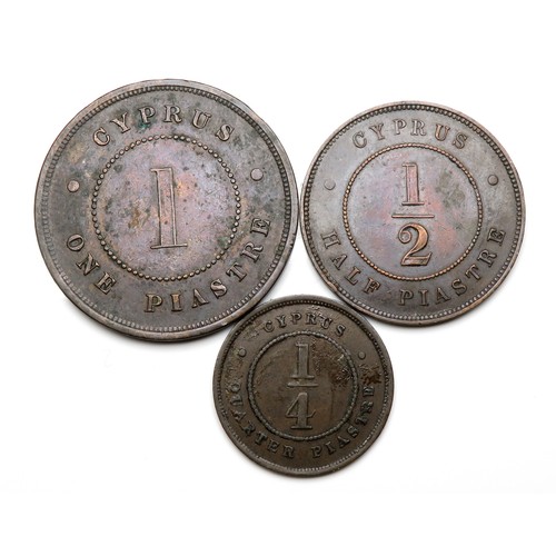 402 - Cyprus, Victoria Copper Penny 1881, Half 1881 & Farthing 1880.