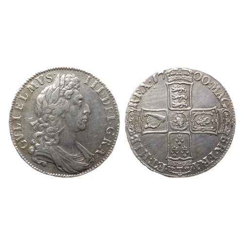 364 - William III Halfcrown 1700. Milled coinage, 1694-1702. Silver, 14.85 grams. 33 mm. Obverse: Crowned ... 