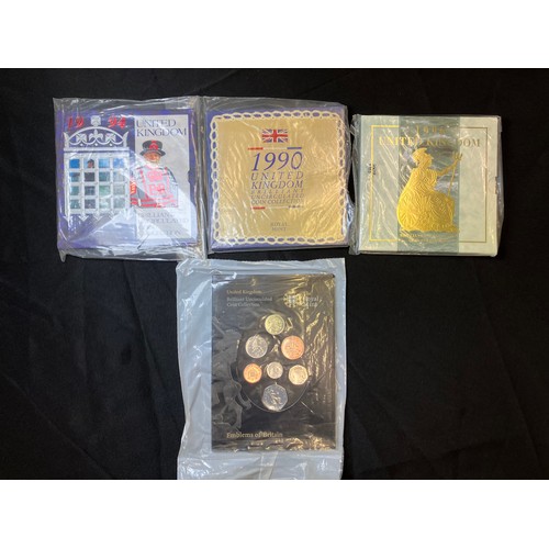 457 - Royal Mint BUNC Coin Collections x 4, 1990, 94, 96 & 2008