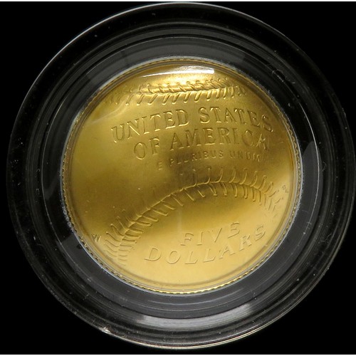 413 - United States Mint $5 Gold Baseball. National Baseball Hall of Fame uncirculated $5 gold coin. 21.59... 