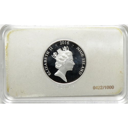 445 - Mount Rushmore silver bar. PAMP $5 31.1g of .999 silver. Number 422 from a limited mintage of 1000. ... 