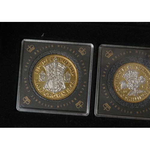 472 - Historic Coins of Great Britain Heritage Coin Collection. 21 coins, 24 carat gold plated with rhodiu... 