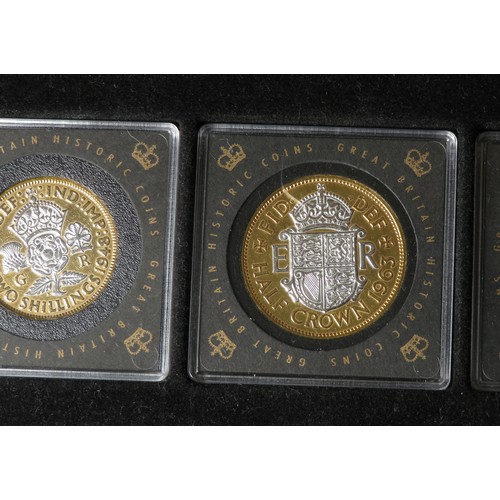 472 - Historic Coins of Great Britain Heritage Coin Collection. 21 coins, 24 carat gold plated with rhodiu... 