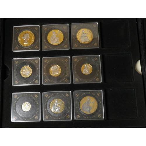 472 - Historic Coins of Great Britain Heritage Coin Collection. 21 coins, 24 carat gold plated with rhodiu... 