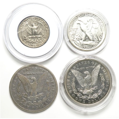 449 - USA Coin Group (4). To include, 1890 Morgan dollar. Carson City, 1921 Morgan dollar. Denver, 1942 Li... 