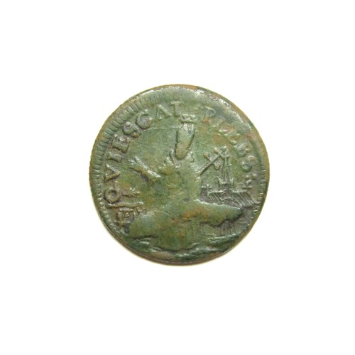 360 - Charles II Irish St Patrick Coinage Halfpenny. 1645-1685 AD. King David playing harp, crown above, F... 