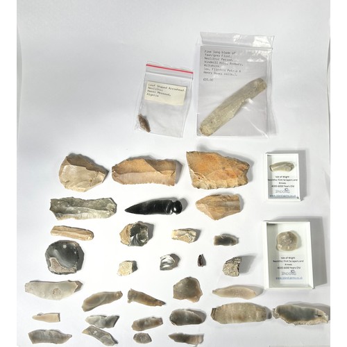 39 - A Large Group of Neolithic Stone Tools. Circa 4000-6000 BCE. Flint blades and scrapers from Dorset &... 