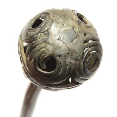 22 - Ancient Greek Silver Pin. Circa 3rd - 2nd century BCE. 99mm x 13mm 9.14g. A large dress / hair pin w... 