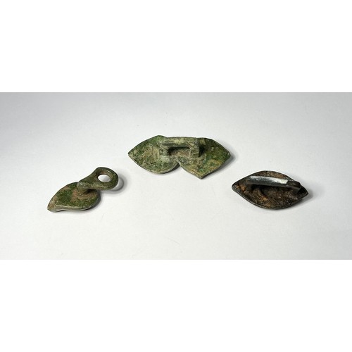 57 - Celtic Artefact Group (3). Circa 1st century BCE-1st century CE. Copper-alloy, 50mm x 21mm - 33mm x ... 