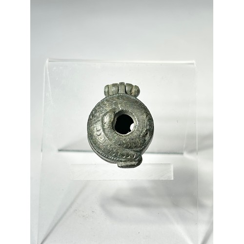 85 - Roman Zoomorphic Seal Box. Circa 1st-2nd century CE. Copper-alloy, 29mm x 12mm 12.08g. The lid of th... 